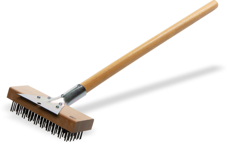 Carlisle FoodService Products Wood Oven Grill Brush & Scraper with Handle, 30 Inches, Natural
