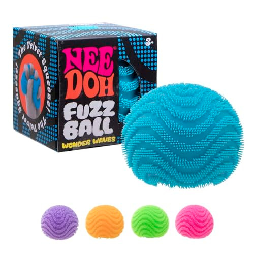 Schylling NeeDoh Fuzz Ball Wonder Waves - Squeeze Toy with a Velvet Texture and Soft Cloud Squish - 2.25" Ball - Color May Vary (Pack of 1)