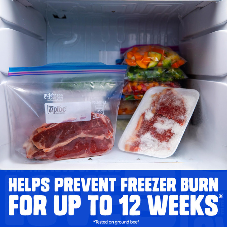 Ziploc Gallon Food Storage Freezer Bags, Stand-Up Bottom, Easy to Fill, 28 Count