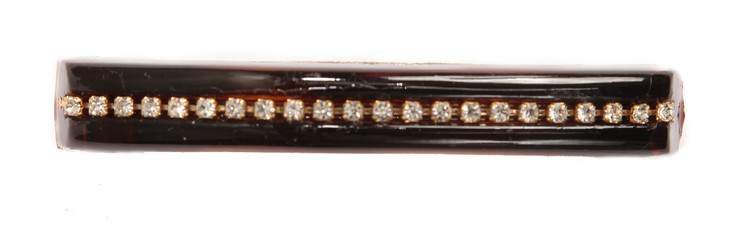 Caravan Hand Decorated Tunnel French Tortoise Shell Automatic Barrette with Crystal Stones, .65 Ounce