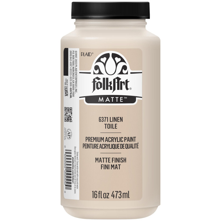 FolkArt Matte Acrylic Paint in Assorted Colors, 16 oz, Linen 16 Fl Oz