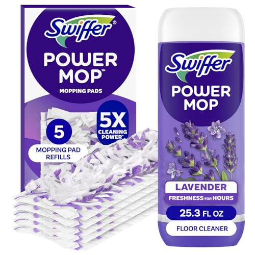 Swiffer Power Mop Refill Pack, Floor Cleaner for Mopping Tile, Vinyl, Laminate, Wood in Home, Bathroom, Kitchen, All Purpose Multi-Surface Cleaning,