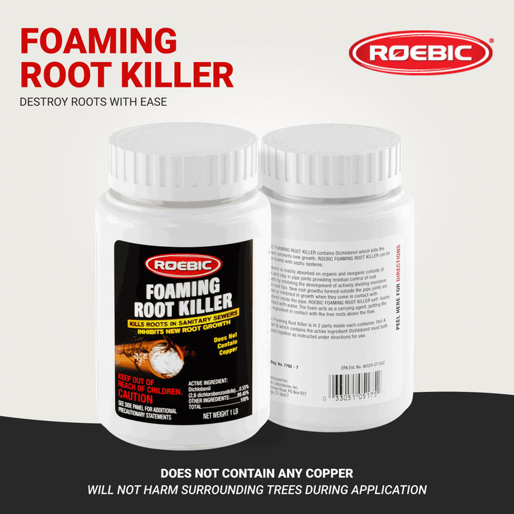 Roebic FRK Foaming Tree Root Killer, Chemical Septic System, Drain Field and Sewer Line Pipe Clog Remover and Root Destroyer, Safe for Bathroom Toile