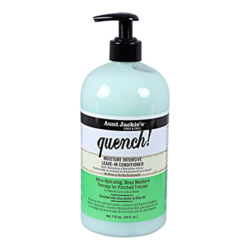 Aunt Jackie's Curls and Coils Quench, Large 24oz Family Sized Pump, Moisture Intensive Leave-In Hair Conditioner for Natural Curls, Coils and Waves,