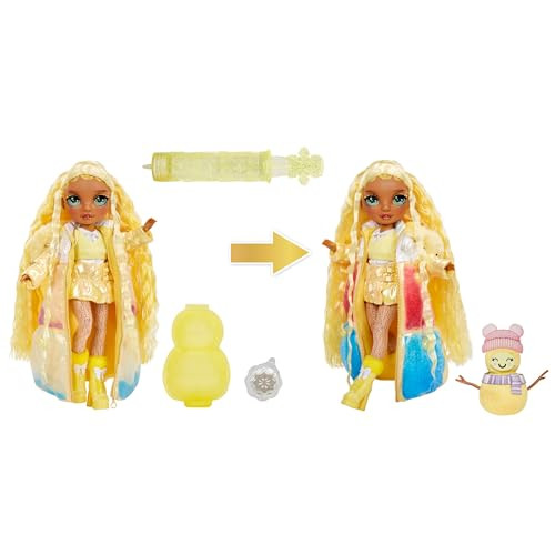 Rainbow High Winter Wonderland Sunny - Yellow 11 Fashion Doll with Magic Snow Hidden in Fashion That Puffs Up with Water, and Snowman Kit, Great Gif