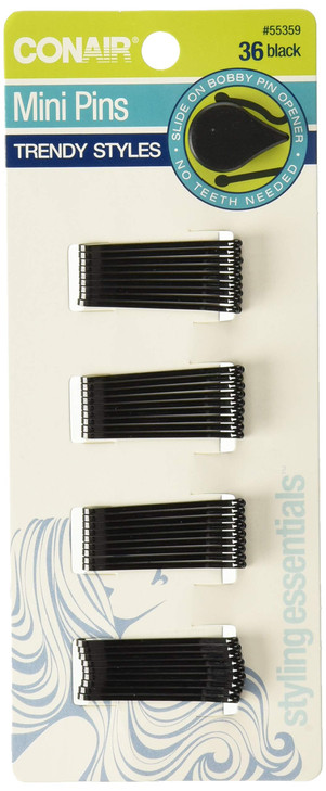 Conair Styling Essentials Mini Pins, Black 36 ea