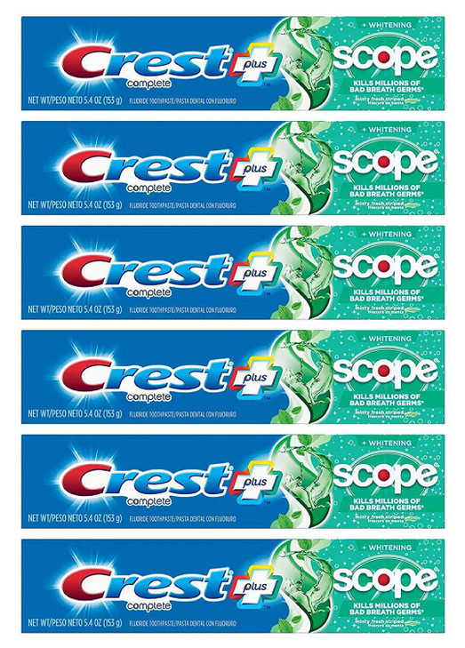 Crest Toothpaste 5.4 Ounce Plus Scope Whitening Minty Fresh (Pack of 6)