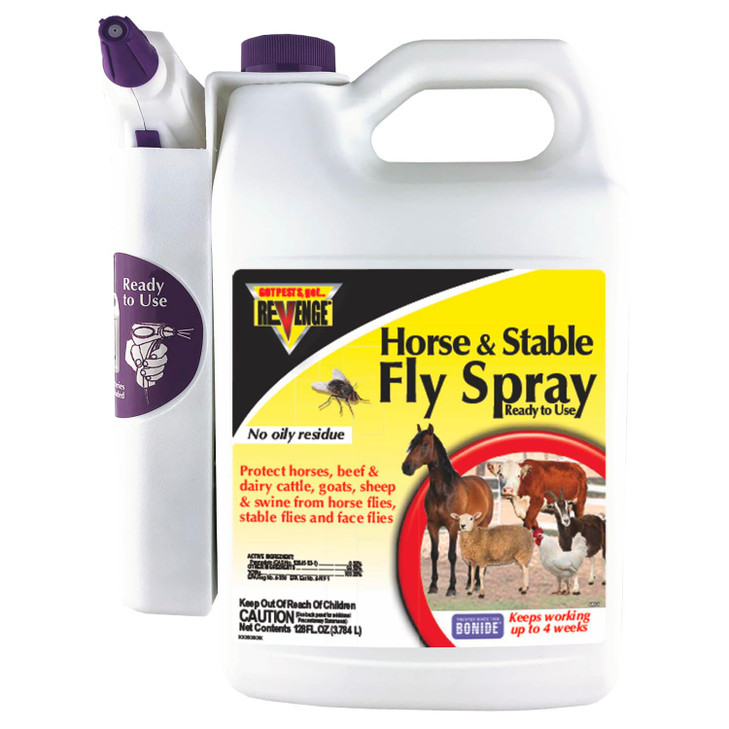 REVENGE Horse & Stable Fly Spray, 128 oz Ready-to-Use with Power Sprayer, Long Lasting Flea and Tick Control