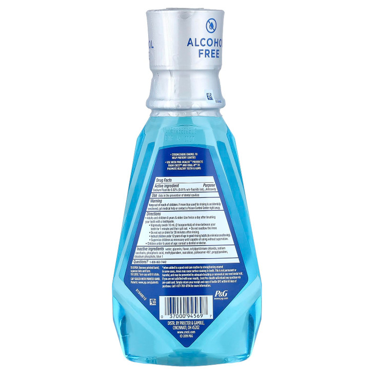 Crest Pro-Health Advanced Mouthwash, Alcohol Free, Multi-Protection, Fresh Mint, 500 ml, 16.9 Fl Oz