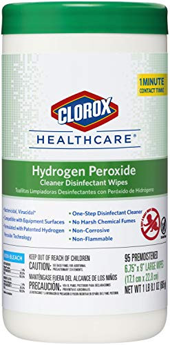 Clorox Healthcare Hydrogen Peroxide Cleaner Disinfectant Wipes, 6.75" x 9", 95 Count (Package May Vary)