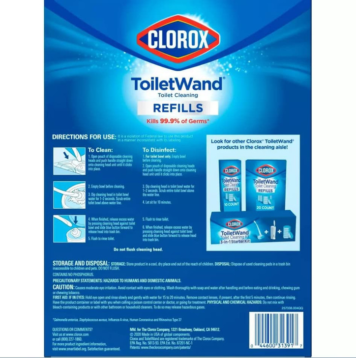 Clorox ToiletWand Toilet Cleaner Refills, Toilet brush, Rainforest Rush, 20 Count