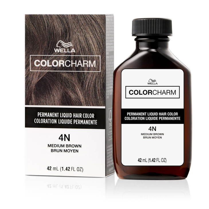 COLORCHARM Permanent Liquid Hair Color | 4N Medium Brown | Up to 100% Gray Coverage | 1.42 Fl Oz