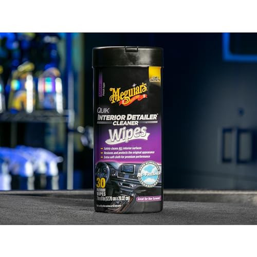 Meguiar's Quik Interior Detailer Wipes - This Non-Greasy Formula Cleans and Protects All Interior Surfaces - Easy Cleaning and Detailer, All Surface