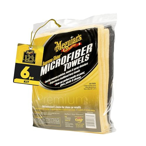Meguiar's Supreme Shine Microfiber Towels for Cars, Ultra-Plush Car Microfiber Towel Set for Quickly Removing Product Without Leaving Swirls on Paint