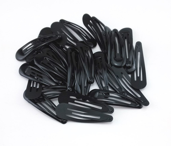 yueton 36pcs Glossy Black Round Edge Snap Prong Clips Bendy Hair Clips Barrettes for Ladies Girls Hair Bows