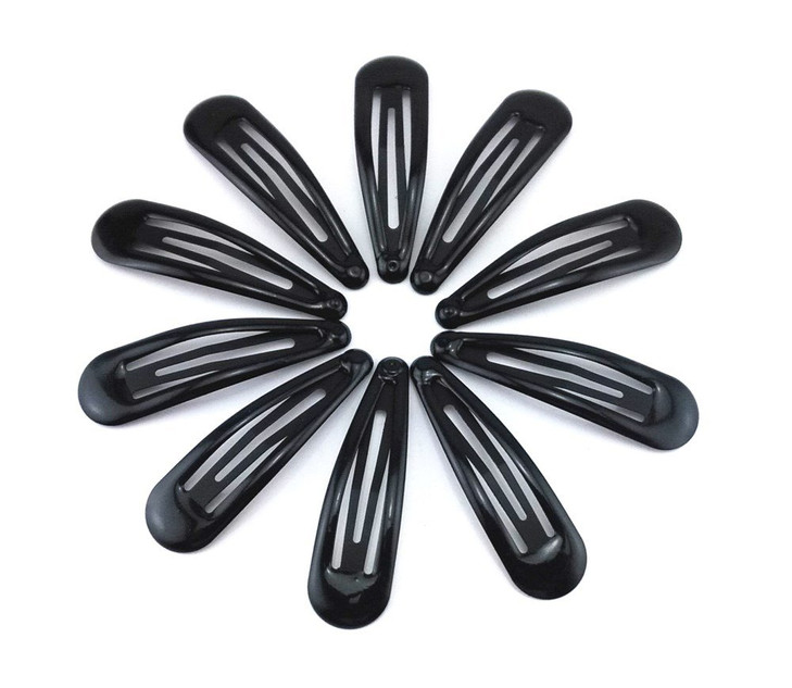 yueton 36pcs Glossy Black Round Edge Snap Prong Clips Bendy Hair Clips Barrettes for Ladies Girls Hair Bows