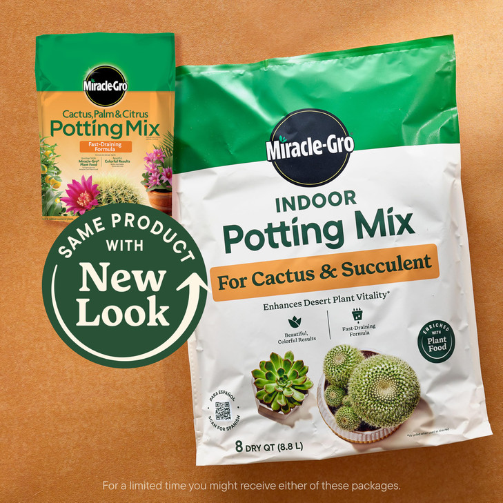 Miracle-Gro Cactus, Palm and Citrus Potting Mix, for Indoor or Outdoor Potted Plants, Great for Succulents, 8 qt., 2-Pack