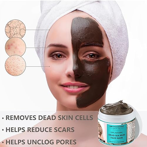 Aromasong 100% Pure Dead Sea Mud Mask - 5 Minute Mask - No Ingredients Added - for Face & Skincare - Blackhead Remover - Anti-aging - Pore Minimizer