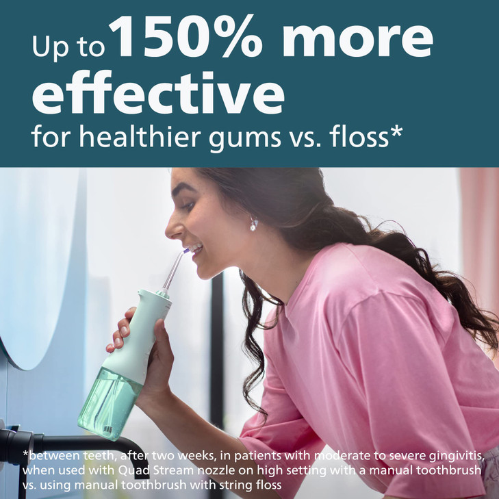 Philips Sonicare Cordless Power Flosser 3000 - Water Flosser with Innovative Quad Stream Technology, Oral Irrigator with 2 Flossing Modes and 3 Press