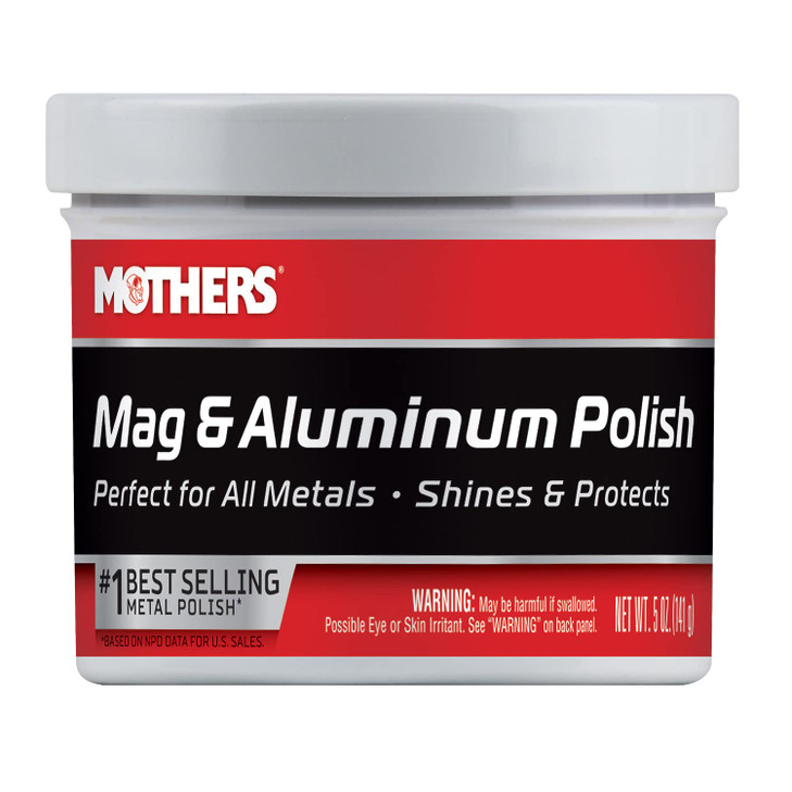 Mothers Mag & Aluminum Polish, 5 oz.  Brilliant Shine, Easy to Use, For All Uncoated & Unplated Metals Including Aluminum Wheels, Stainless Steel Tr