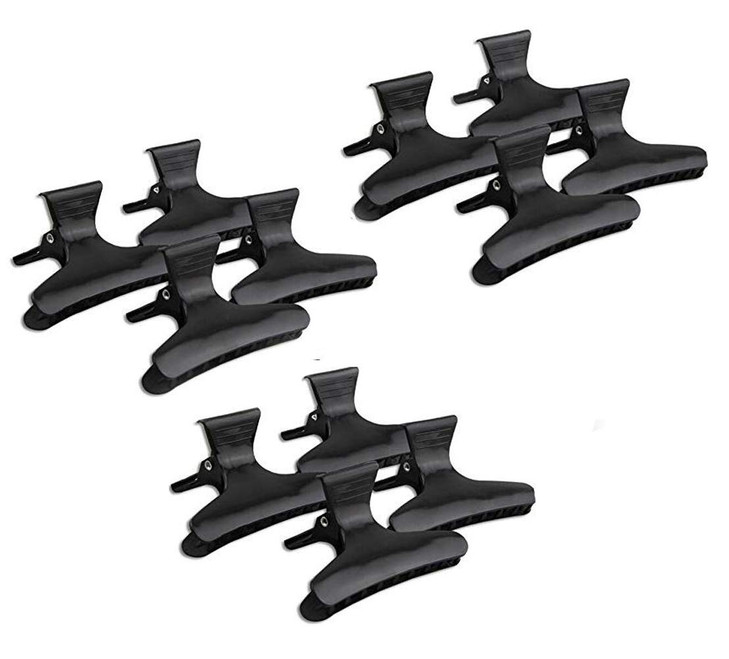 erioctry 12 Black Hairdressing Hairdressers Hair Tools Butterfly Hair Clamps Hair Claw Salon Section Clips Clasps Clamps Barrettes