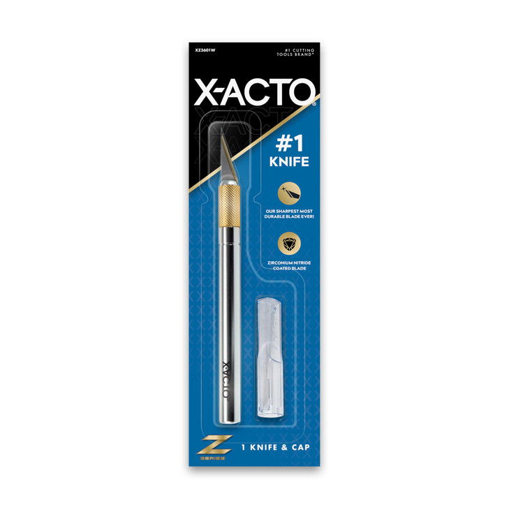 X-ACTO #1 Z-Series Precision Utility Knife, Metal, Silver, Aluminum Handle, Includes Safety Cap - For Precise, Fine Cuts