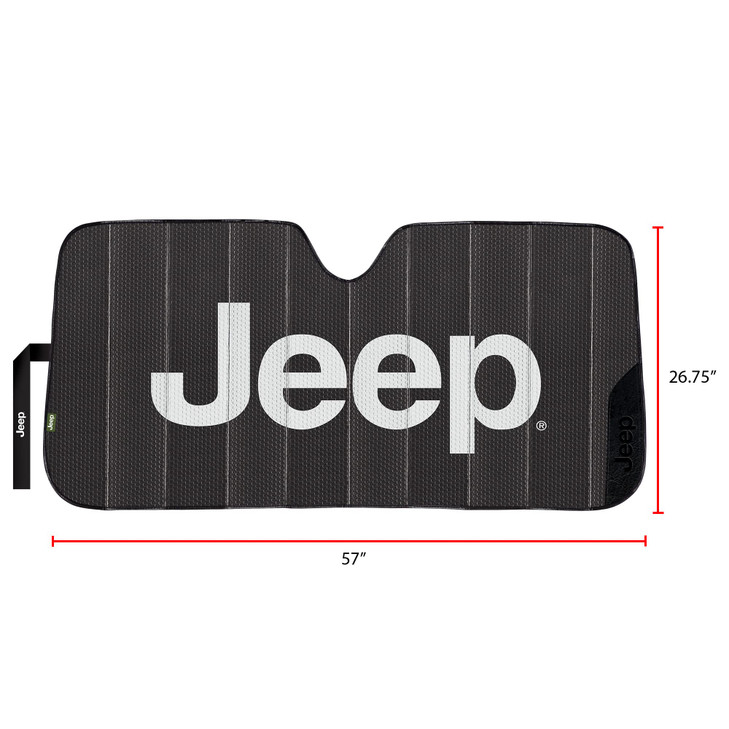 Plasticolor 003859W01 Jeep Black Matte Finish Front Windshield Sunshade for Car Truck SUV