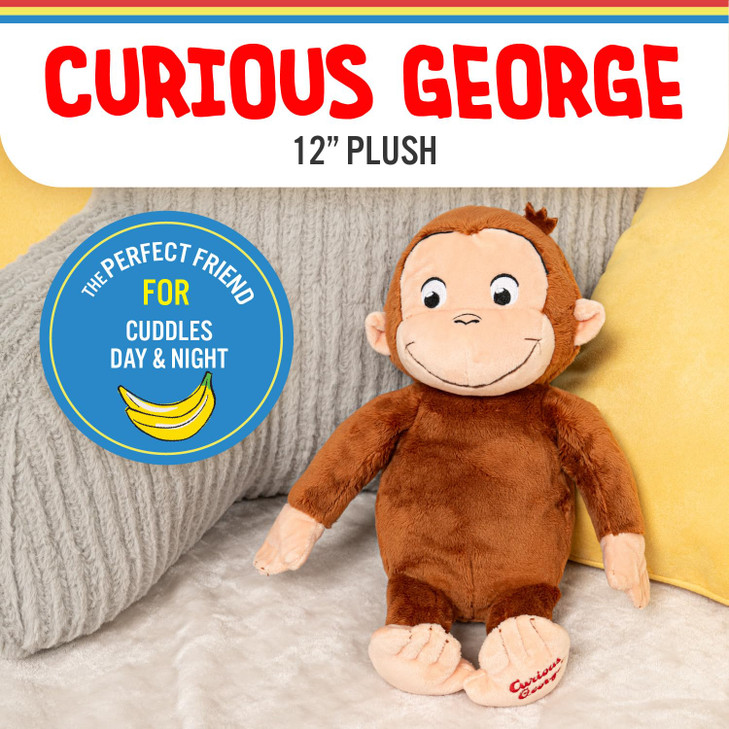 Kids Preferred Curious George Monkey Stuffed Animal Plush Toys Soft Cutest Cuddle Plushie Gifts for Baby and Toddler Boys and Girls - 12 Inches