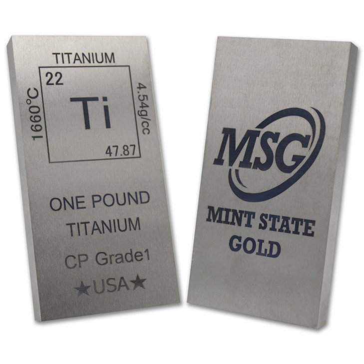 MINT STATE GOLD 1 lb Titanium Bar Bullion Paperweight - 999 Pure Chemistry Design with Certificate of Authenticity (1 Pound)