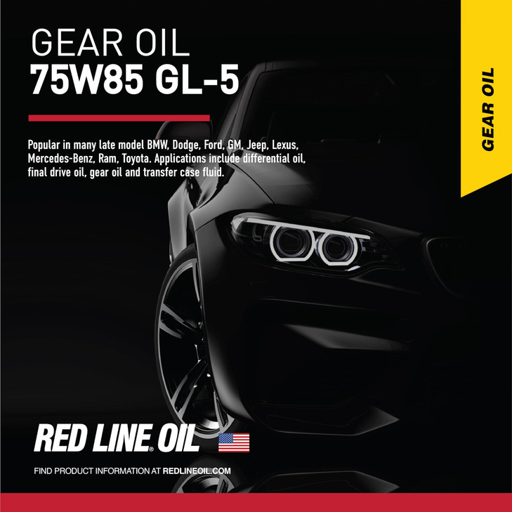 Red Line 50104 75W85 GL-5 Full Synthetic Gear Oil for Hypoid Limited Slip Differentials - 2 Quarts