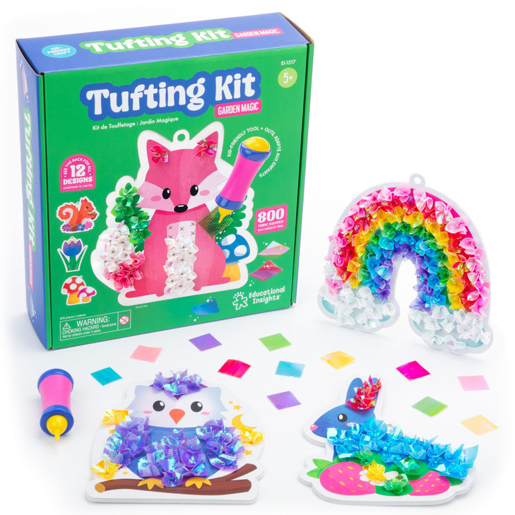Educational Insights Tufting Kit - Arts and Crafts for Kids Ages 4-8, Poke in Art Kits for Girls & Boys, DIY Kids Craft Kit, Mess Free Art Set with C