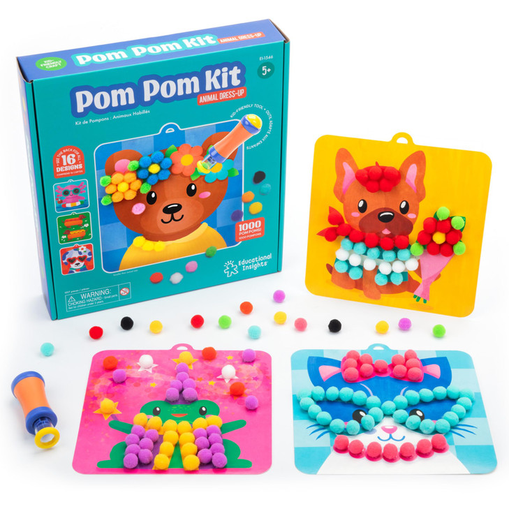 Educational Insights Pom Pom Kit: Animal Dress Up - Arts and Crafts for Kids 4-6, DIY Arts & Crafts Kits, Kids No Mess Activities, Preschool and Kind