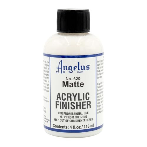 Angelus Matte Acrylic Finisher 4 fl oz  Flexible Clear Coat for Leather Shoes, Bags, Jackets & Accessories, Matte Acrylic Sealer Varnish for Leather