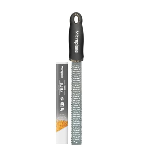 Microplane Premium Classic Series Zester 18/8, Black - Lemon Zester & Cheese Grater & Vegetable Grater - Citrus, Parmesan Cheese, Garlic, Ginger, Nut