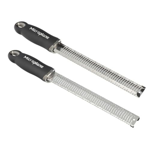 Microplane Premium Classic Series Zester 18/8, Black - Lemon Zester & Cheese Grater & Vegetable Grater - Citrus, Parmesan Cheese, Garlic, Ginger, Nut