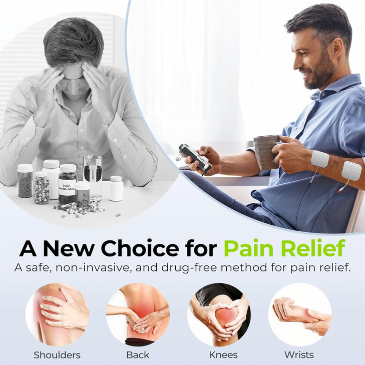 AUVON Rechargeable TENS Unit Muscle Stimulator, FSA HSA Eligible, Digital TENS Machine with 8 Customizable Modes, Electronic Massager for Sciatica, S