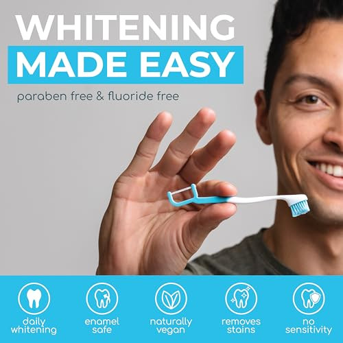 Brushee The Evolution Oral Care Whitening | Prepasted On-The-Go Whitening Toothbrushes | 4-in-1 (Paste + Brush + Floss + Pick) | Individually Wrapped