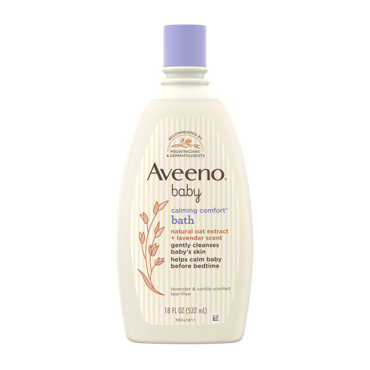 Aveeno Baby Nighttime Calming Comfort Bath, Body & Hair Wash with Relaxing Lavender & Vanilla Scents & Natural Oat Extract, Tear-Free Formula, Parabe