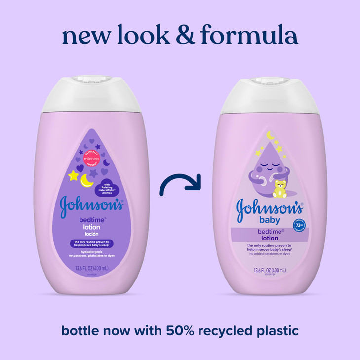 Johnson's Moisturizing Bedtime Baby Lotion with Coconut Oil & NaturalCalm Aromas to Help Relax Baby, Hypoallergenic & Free of Parabens, Phthalates &