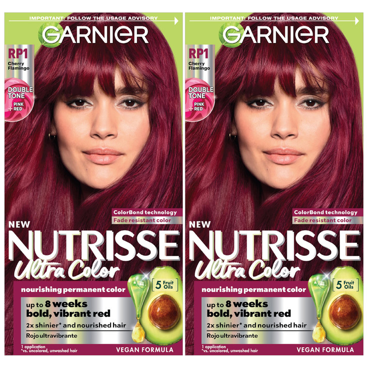 Garnier Nutrisse Ultra Color Hair Color, Permanent Hair Dye for Up to 8 Weeks of Bold, Vibrant, Fade-Resistant Results, Vegan & Cruelty-Free, RP1 Dar