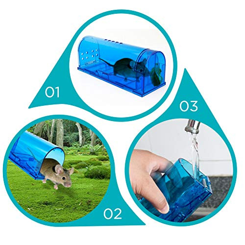 Blinc [2-Pack] Humane Mouse Trap - Catch and Release No-Kill Rodent Traps for Indoors & Outdoors - Safe for Children & Pets - Reusable Mouse Catcher