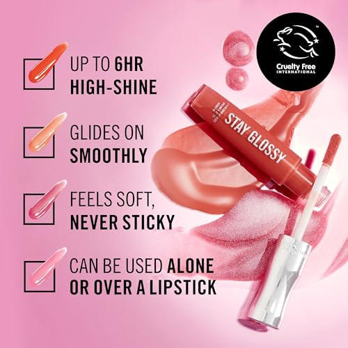 Rimmel Stay Glossy Lip Gloss - Non-Sticky and Lightweight Formula for Lip Color and Shine - 155 Purple Parlour, .18oz