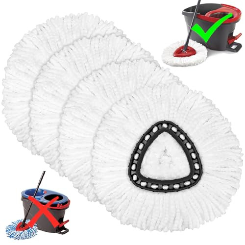 4 Pack Mop Heads Replacements for O-Ceda Easy Wrin Spin System, Microfiber Refills, Easy Cleaning Mop Repalce Head