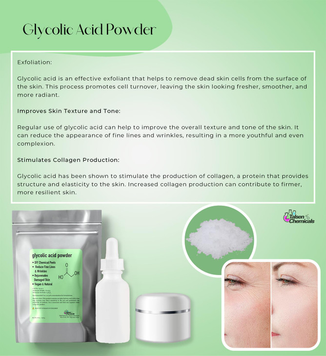Glycolic Acid Powder (2 Oz/56 Grams) DIY Glycolic Crystal Powder is Pure, DIY Glycolic Acid Peels, Lotion and Serum by Talsen Chemcials