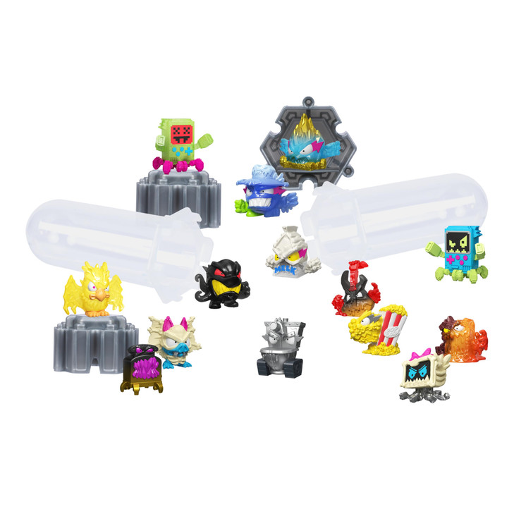 MrBeast Lab Swarms Series 3, Hyper Fusion Series, 14 Pack Collectible Micro Beasts, 14 Collectible Stickers & 4 Fusion Caps to Build Out Your Own MrB