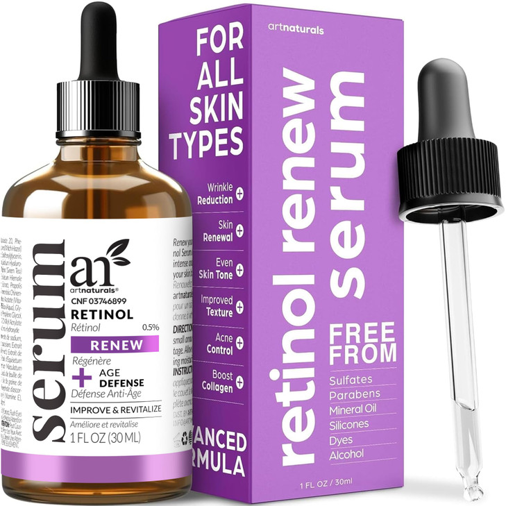 ArtNaturals Retinol Serum for Face - with Vitamin C, Retinol Oil & Hyaluronic-Acid - Skin Clearing - Anti-Aging, Anti-Wrinkle Eye Serum - Skin Repair