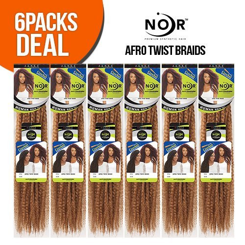 Janet Collection Afro Twist Braid Color 1B (6 Packs)