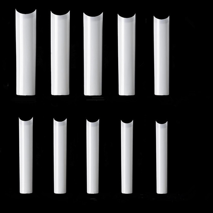 Yimart 500pcs No C Curve XXXL Square Straight False Nail Tips - Half Cover Clear Natural Extra Long Fake Nails (Skin color)