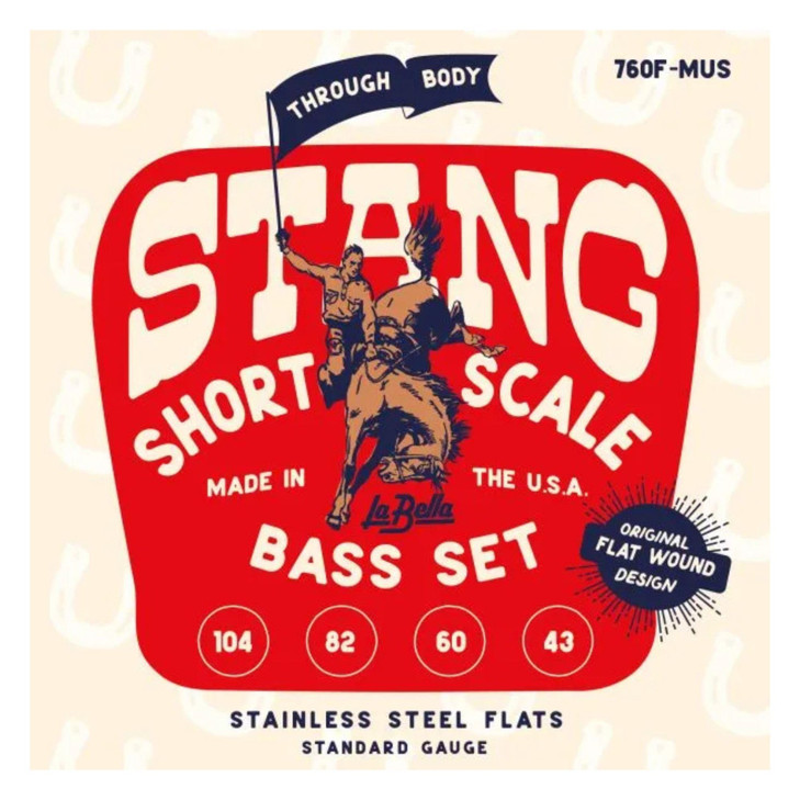 La Bella 760F-MUS STANG  Stainless Steel Flat Wound Short Scale Through Body Light 4 - Bass Guitar String 43-104