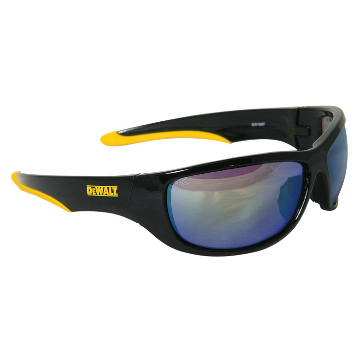DEWALT DPG94-YC Dominator Z87+ Safety Glasses  Black Full Frame & Yellow Mirror Lens  Rubber Temples & Nosepiece  1 Pair